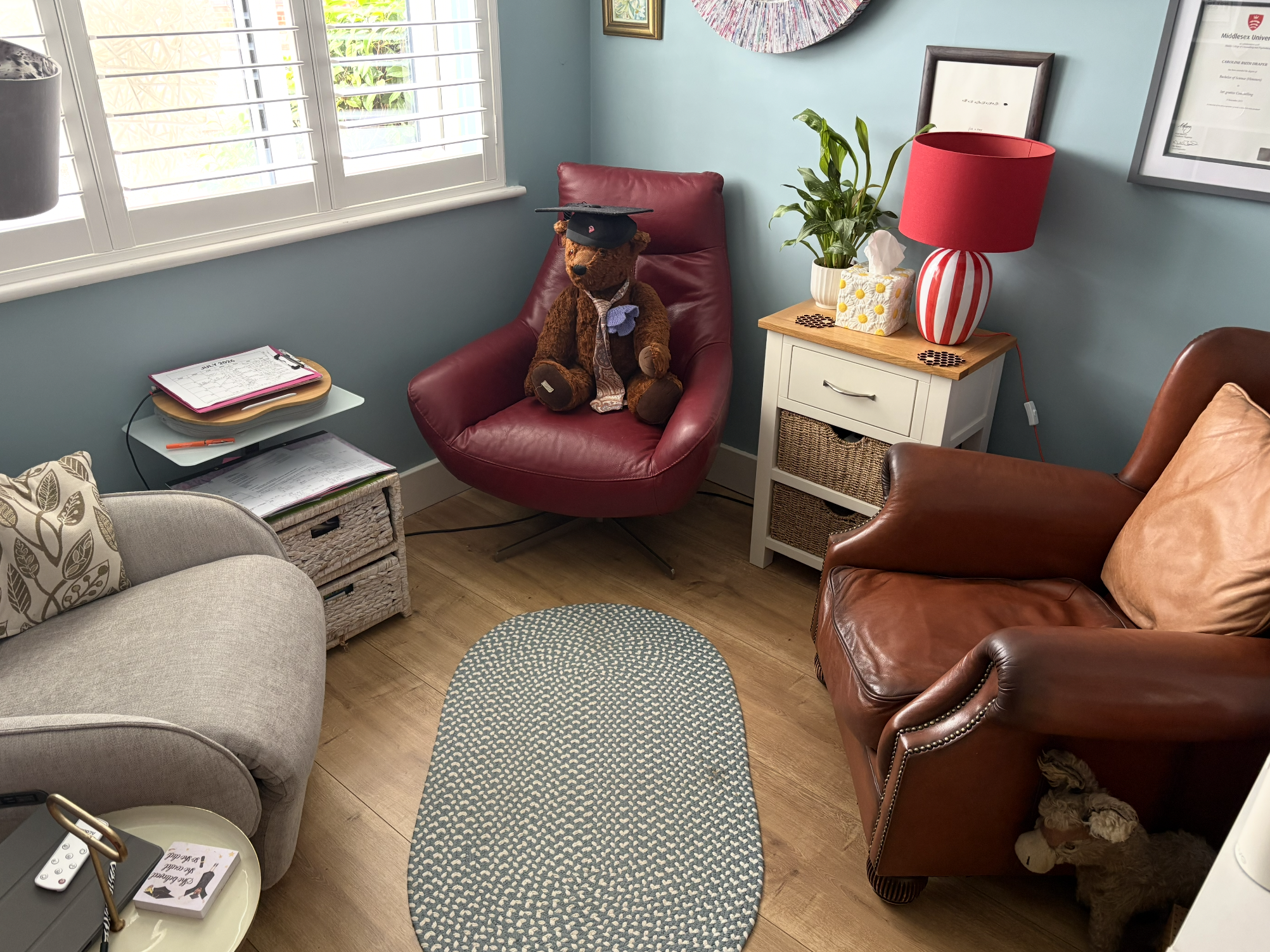 Caroline Draper's counselling room in Little Plumstead, Norwich